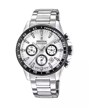 Festina Timeless Хронограф Кварцевые мужские часы из нержавеющей стали с серебряным циферблатом F20560-1 100M серебряный