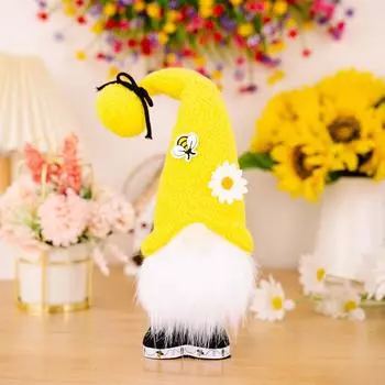 Festival Delightful Bee Plush Doll With Bow Ideal For Holiday And Decoration Seasonal Bee Yellow