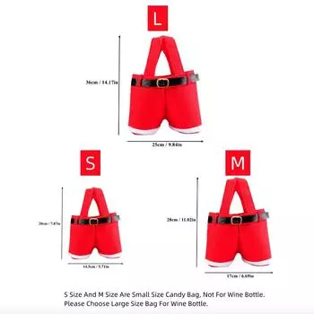 Festive Christmas Candy Bags: 6 Pairs of Santa Pants Style, Small Size, Perfect for New Year And Christmas Gifts - Made of Polyester SML-3PCS красный