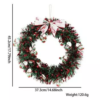 Festive Christmas Handmade Holiday Wreath With Rich Red And Green Textiles Berries And Snowman Red Green