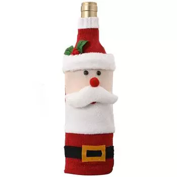 Festive Creative And Christmas Wine Bottle Cover Featuring Adorable Knitted Design Snowman Cartoon Bottle Cover Old Man