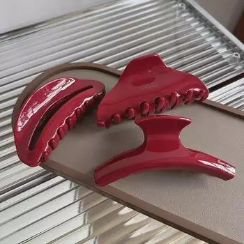 Festive Red Acetate Hairpin: Simple, Versatile Princess Style for Girls