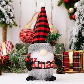 Festive Red And Black Gnome Statues With Letters For Jolly Displays Christmas RedBlack Check Male