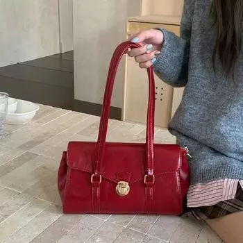 Festive Red Bag for Women s New Textured Bride Bag Versatile Temperament Handbag Large Capacity Single Shoulder Wedding Bag
