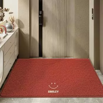 Festive Smiling Red Silk Circle Floor Mat Entry Door Dirty-Resistant Entrance Door Door Dust Removal PVC Anti-Slip Foot Mat 60*90cm
