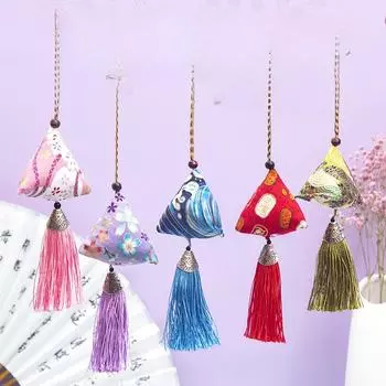 Фестиваль лодок-драконов Zongzi Саше Треугольный пакетик с листьями моксы и пакетиком от комаров Подарочная коробка Подвеска Подарки для торгового центра Tassel style темно-синий