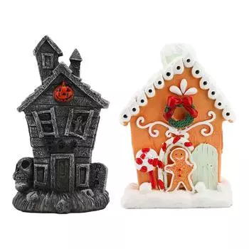 Фестивальная деревня Многофункциональная смоляная фестивальная миниатюрная декорация для дома для вечеринок Type 2 14.5x 8x7cm