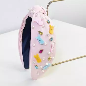 Фестиваль Пасхальный Кролик Стразы Жемчуг Узел Повязка на Голову Ободок Взрослые Аксессуары для Волос Ювелирные Изделия для Волос