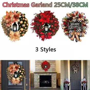 Фестиваль рождественских венков Рождество Tengtiao Место проведения Реквизит Венки Украшения Входная дверь, печь, окна и стены рождественского орнамента 25cm