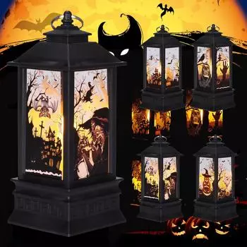 Фестиваль светодиодных фонарей на Хэллоуин, квадратные ветровые огни для украшения дома, бара на Хэллоуин One Size