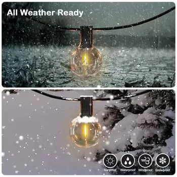 Festoon LED Globe String Light Fairy LED G40 Outdoor For Holiday Lighting Garden Party Decor Garland Lamp Street Patio Backyard US PLUG