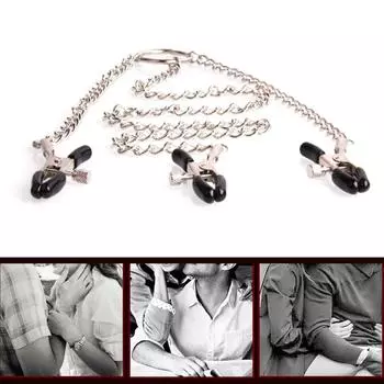 Фетиш регулируемые зажимы для сосков дразнилки для сосков грудь клитор чувственный бондаж три зажима для сосков серебро для пар женщин 1