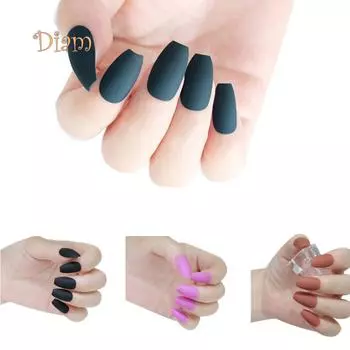 Fetong 24 шт. накладные ногти в виде гроба художественные украшения полное покрытие матовые наклейки для ногтей One Size трава зеленый