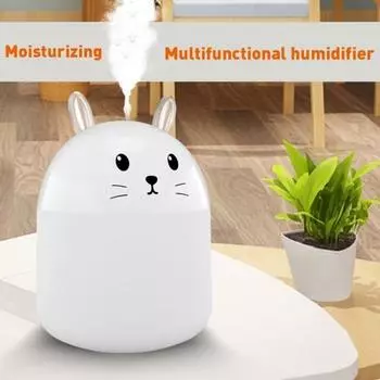 Fetong Mini Ambient Light Rabbit Автомобильный увлажнитель воздуха с питанием от USB Аромадиффузор Очиститель воздуха белый