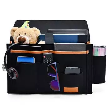 Фетровая прикроватная сумка для хранения Двойная чашка для воды, бытовая фетровая сумка для хранения мусора, подвесная сумка Прикроватная сумка для хранения 34*19*11cm