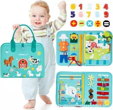 Фетровая развивающая доска, Доска для одевания, Обучающие игрушки, Детская фетровая обучающая доска green; 22 * 28