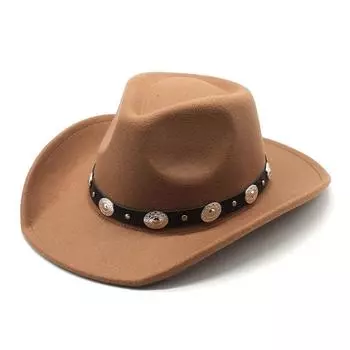 Фетровая шляпа с металлическим поясом в британском стиле, ретро-цилиндр, шерстяная джинсовая шляпа M56-58cm тёмно-синий