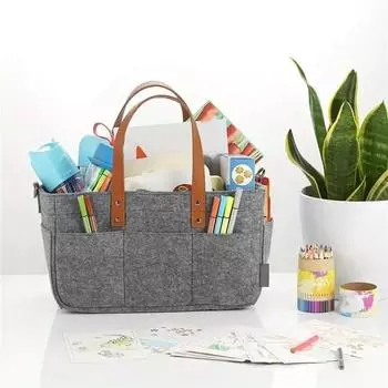 Фетровая сумка для хранения подгузников, переносная сумка на колесиках, подвесная сумка для хранения, корзина для хранения, сумка для мамочек, 1 шт. M светло-серый