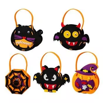 Фетровая сумка на Хэллоуин, сумка-тоут «Кошелек или жизнь», в форме тыквы и паутины, держатель для конфет для детских подарков на Хэллоуин Random Style