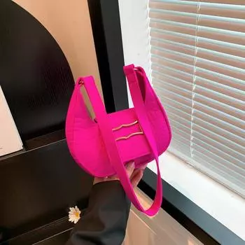 Фетровая женская сумка Сумка-полумесяц Кошачий замок Сумка-полумесяц Каменный узор Сумка подмышкой Креативная мода Одиночная розы красного