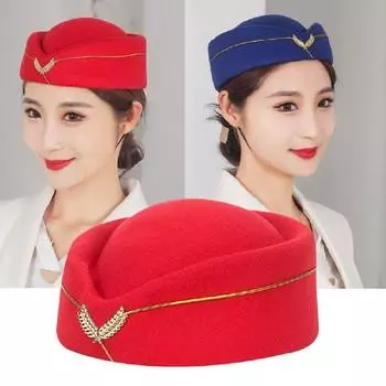 Фетровые шапки для выступлений на сцене Береты для стюардесс Шляпы для стюардесс Униформа для авиалиний белый