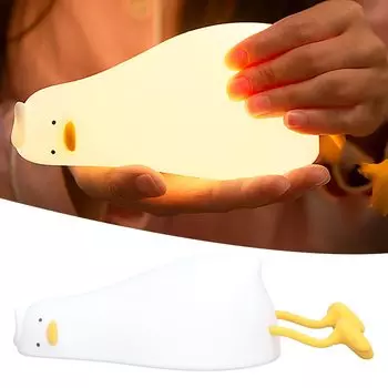Fewb Cute Duck Night LED Silicone Nursery Baby Night Light with Touch USB Rechargeable Duck Night Light Bedside Lamp 3 Levels Dimmable Brightness for