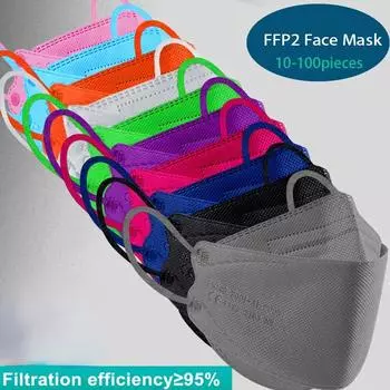 FFP2 Красочная маска для лица Mascarillas Противотуманный пылезащитный респиратор Дышащие KN95 Маски для взрослых 10PCS белый