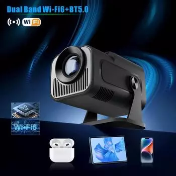 FGHGF HY320 Mini Upgrade Native 720P Android 11 проектор 300ANSI Wifi6 BT5.0 4K кинотеатр уличный портативный проектор с поворотом на 180 ° US PLUG