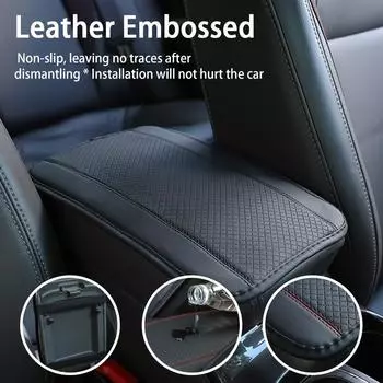 Fiber Leather Embossed Double-line Non-slip Central Armrest Four Universal Armrest Cover Box Seasons Pad Pad Box D4I4 чёрный