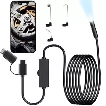 Fiberscope новый 3 миллиона оптических волокон объектив мм IP 67 уровень промышленный 8 высокая яркость регулируемый светодиод мобильное зеркало камера USB полное HD микро зеркало чёрный