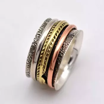 Fidget Spinner Кольцо из стерлингового серебра 925 пробы, Беспокойное серебряное кольцо Spinner Ring Ювелирные изделия, Boho Spinner Ring,