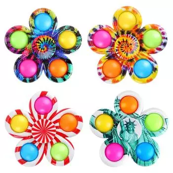 Fidget Spinner Pop It 4 упаковки Tie-Dyed Pop Fidget Spinner для СДВГ, тревоги, снятия стресса, Fidget Spinner для детей и взрослых, Рождественский Fidget Spinner 7.7x7.7x3.8cm
