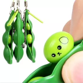 Fidget Toys Pack Decompression Edamame Squishy Squeeze Peas Beans Keychain Cute Stress Relief Adult Toy Keychain