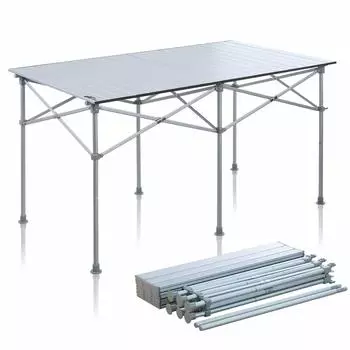 FIELDOOR алюминиевый стол для отдыха на колесах ширина 120 см x глубина 70 см x высота компактный для хранения досуга барбекю кемпинга на открытом воздухе 40 см/70 см