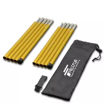 FIELDOOR Aluminum tent pole 2 sets Split type small group solo camping sub pole touring compact tarp tent (5 connected/150cm) [Gold]