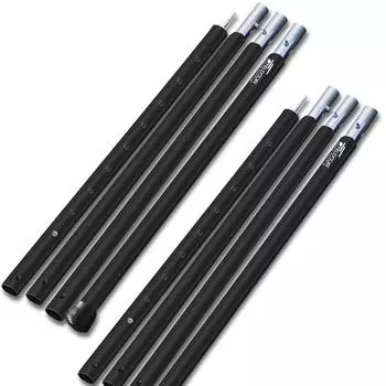 FIELDOOR Aluminum Tent Pole of 2 large also compatible with cotton push split camping [Set / Black] 4-piece connection, adjustable, 240-280cm, tarp,