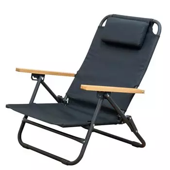 FIELDOOR Откидывающееся кресло Откидывающееся низкое кресло Кемпинговое уличное 3-уровневое откидывающееся уличное кресло с подголовником и подлокотником Высота сиденья 24 см Низкий тип кресла