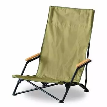 FIELDOOR Полевой стул с высокой спинкой, низким стилем, высокой спинкой, подлокотником, складной, простая установка, складной, грузоподъемность 120 кг, уличный стул [оливковый]