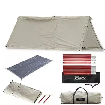 FIELDOOR Pup Tent 450 Aluminum Tent Pole Ground Sheet Side Sheet Set of 2 Left and Right Wide Width 450cm Polycotton Bifurcated Pole Inner Tent