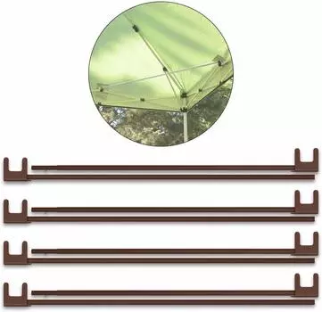 FIELDOOR Tarp Tent Side Frame Reinforcement Parts Set of 4 Easy Installation Reduces Deflection and Distortion Steel/Aluminum [Brown Frame] [For 3.0m]