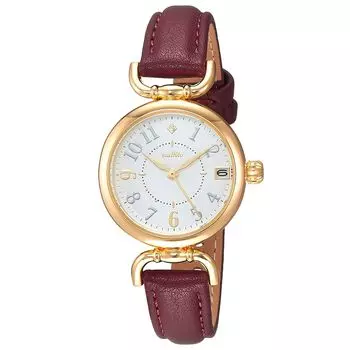 [Fieldwork] Analog Ibany Date Leather Strap White Dial YM001P-4 Women s Red