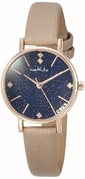 [Fieldwork] Analog Remee Watch Starry Sky Leather Strap Blue Dial YM003-2 Women s Beige
