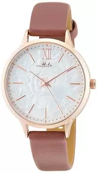 [Fieldwork] Analog Repia Wristwatch Pink Gold Floral Pattern Leather Strap GY045-4 Women s Brown