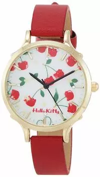 [Fieldwork] Часы Field Work Analog Hello Kitty Cherry Watch Кожаный ремешок Белый циферблат KT006-3 Женские Красные