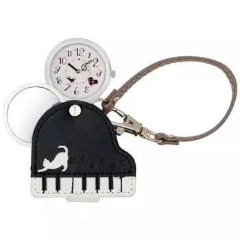 [Fieldwork] Watch Analog Cat Piano Bag Charm Watch with Loupe LW038-2 Women s Brown