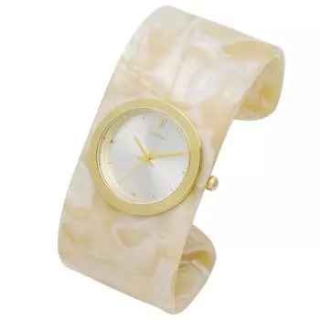 [Fieldwork] Watch Fieldwork Women s Analog Acetate Bangle White Flavan ST291-2 White