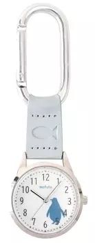 [Fieldwork] Women s Pocket Watch Analog Carabiner Watch Animal Yorkie Penguin Blue MKK2316-4