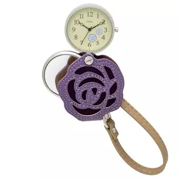 [Fieldwork] Women s Pocket Watch Analog Strap Watch with Loupe Purple Color Rose LW062-3