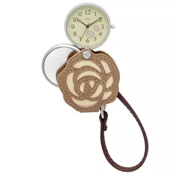 [Fieldwork] Women s Pocket Watch Analog Strap Watch with Loupe Beige Color Scheme Rose LW062-1