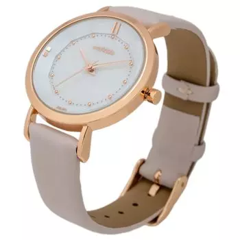 [Fieldwork] Women s Watch Analog Leather Strap Pink Gray YM108-2 Pink
